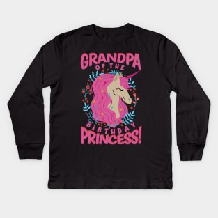 Grandpa of the Birthday Princess Unicorn Kids Long Sleeve T-Shirt